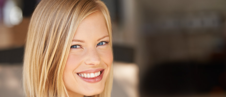 blonde girl smiling