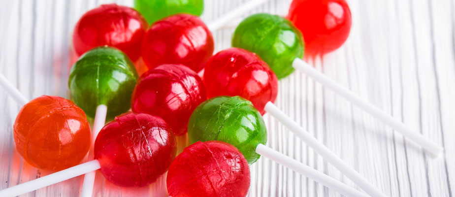 red and green lollipops