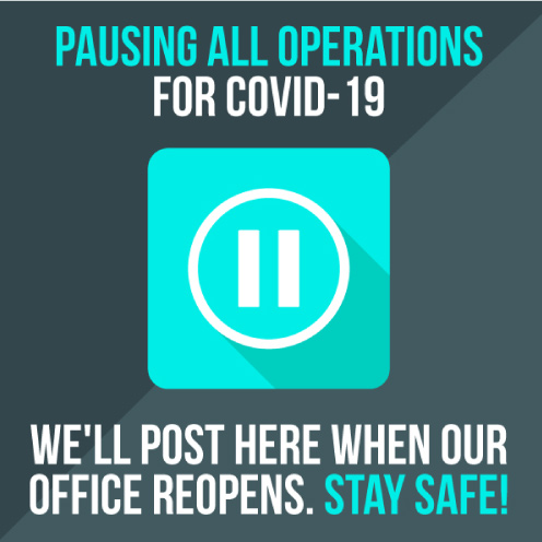 Graphic stating that operations are paused during COVID-19