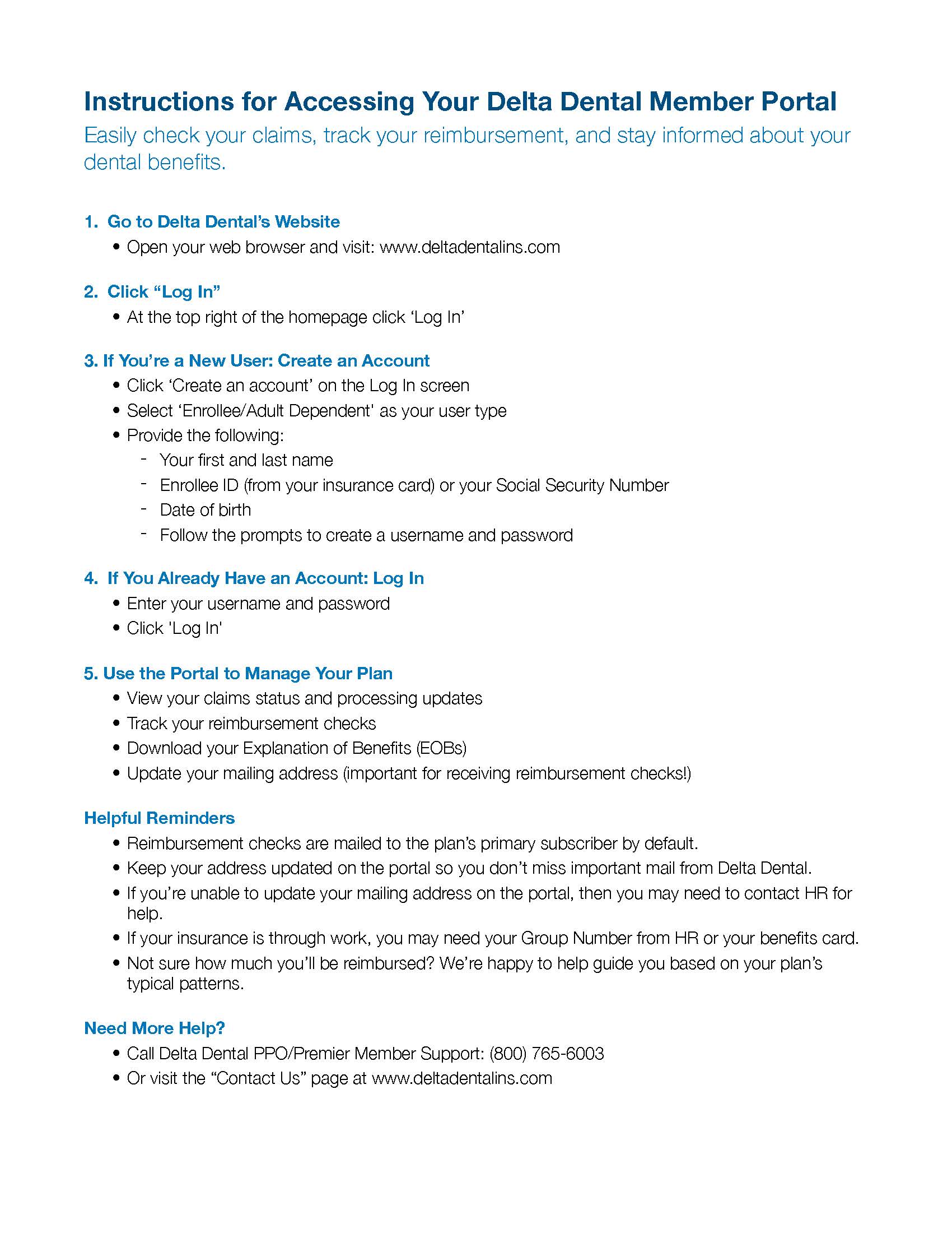 delta dental online instructions