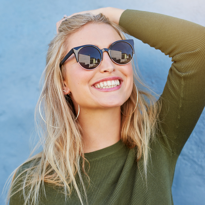 happy woman in sunglasses