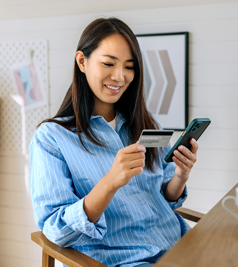 woman paying bill online